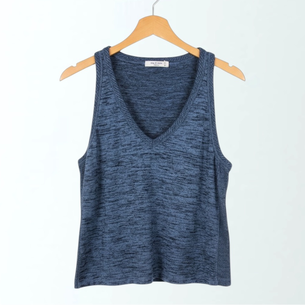 Rag & Bone Bombshell Blue V-Neck Tank Silky Top for Women